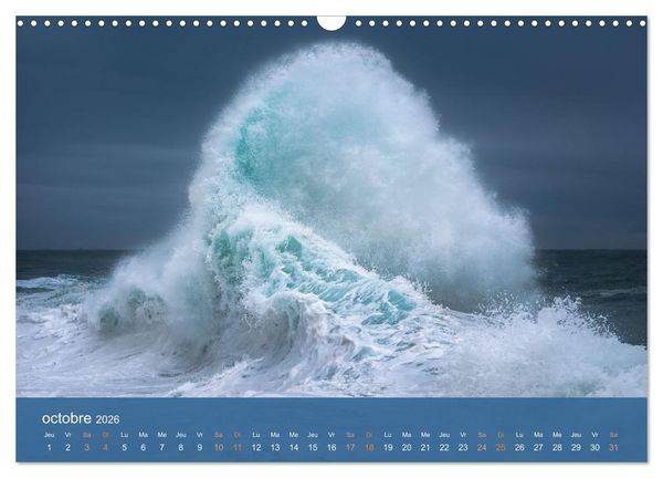Produktbild: Temp&ecirc;tes c&ocirc;ti&egrave;res - La puissance brute des vagues (Calendrier mural 2026 DIN A3 vertical), CALVENDO calendrier mensuel