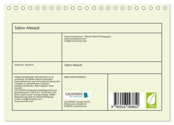 Produktbild: Tallinn Altstadt (Tischkalender 2026 DIN A5 quer), CALVENDO Monatskalender