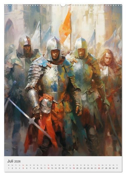 Produktbild: Das fesselnde Rittertum. Faszination Mittelalter in tollen Fantasy-Illustrationen (hochwertiger Premium Wandkalender 2026 DIN A2 hoch), Kunstdruck in Hochglanz