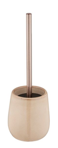 WC-Garnitur Mod. Sirmione, beige, keramik, edelstahl, 40x10.5 cm, mit schwarzem Bürstenkopf