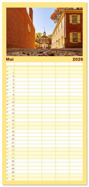 Produktbild: Familienplaner 2026 - Pennsylvania. Die Wiege der USA zwischen Tradition und Moderne mit 5 Spalten (Wandkalender, 21 x 45 cm) CALVENDO