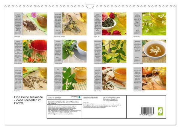 Produktbild: Eine kleine Teekunde - Zw&ouml;lf Teesorten im Portr&auml;t (Wandkalender 2026 DIN A3 quer), CALVENDO Monatskalender
