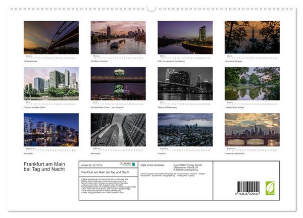 Produktbild: Frankfurt am Main bei Tag und Nacht (hochwertiger Premium Wandkalender 2026 DIN A2 quer), Kunstdruck in Hochglanz