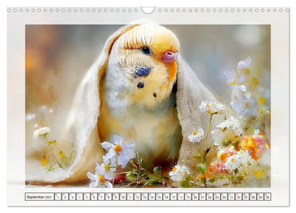 Produktbild: Wellensittiche. Fr&ouml;hliche Seelen auf der Terrasse (Wandkalender 2027 DIN A3 quer), CALVENDO Monatskalender