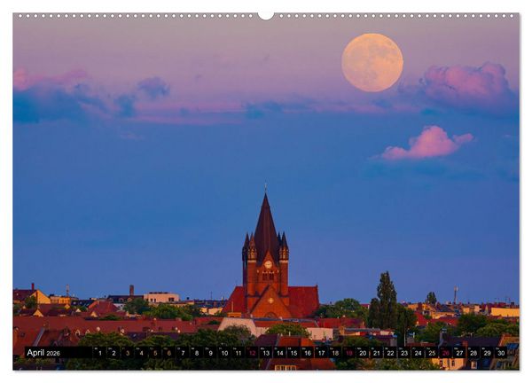 Produktbild: Halle-Luna - Monds&uuml;chtig in Halle-Saale (hochwertiger Premium Wandkalender 2026 DIN A2 quer), Kunstdruck in Hochglanz