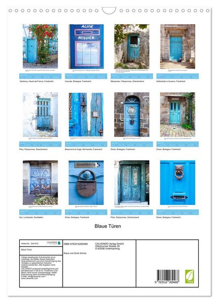 Produktbild: Blaue T&uuml;ren (Wandkalender 2026 DIN A3 hoch), CALVENDO Monatskalender