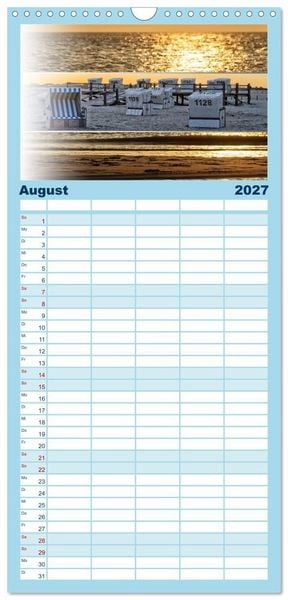 Produktbild: Familienplaner 2027 - K&uuml;stenstreifen an der Nordsee mit 5 Spalten (Wandkalender, 21 x 45 cm) CALVENDO