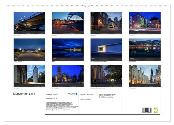 Produktbild: M&uuml;nster mit Licht (Wandkalender 2026 DIN A2 quer), CALVENDO Monatskalender