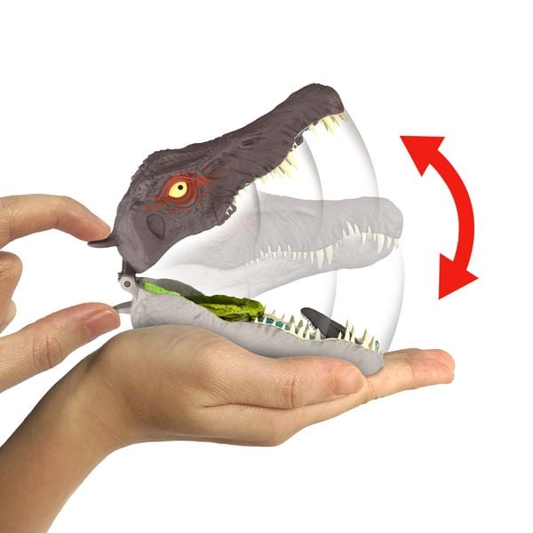 Produktbild: Jurassic World Rebirth, kleines Abenteuer-Spielset in Form eines Spinosaurus-Kopfes, interaktive Funktionen und Figuren