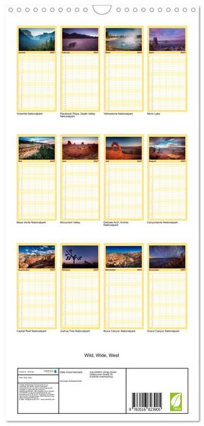 Produktbild: Familienplaner 2027 - Wild, Wide, West mit 5 Spalten (Wandkalender, 21 x 45 cm) CALVENDO