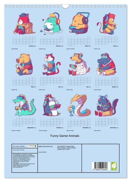 Produktbild: Funny Gamer Animals (Wall Calendar 2026 DIN A3 portrait), CALVENDO 12 Month Wall Calendar