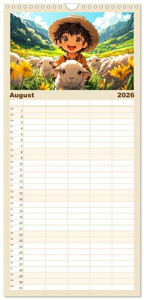 Produktbild: Familienplaner 2026 - Kleine Farmer. Niedliche Jungs mit ihren tierischen Freunden mit 5 Spalten (Wandkalender, 21 x 45 cm) CALVENDO