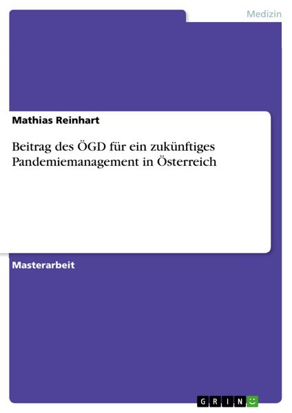 Produktbild: Beitrag des &Ouml;GD f&uuml;r ein zuk&uuml;nftiges Pandemiemanagement in &Ouml;sterreich