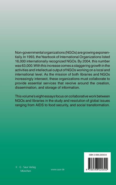 Produktbild: Changing Roles of NGOs in the Creation, Storage, and Dissemination of Information in Developing Countries