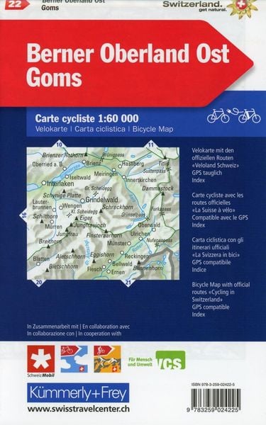 Produktbild: Radwanderkarte Berner Oberland Ost - Goms mit Ortsindex (22)