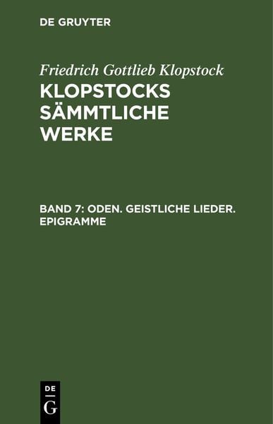 Produktbild: Oden. Geistliche Lieder. Epigramme