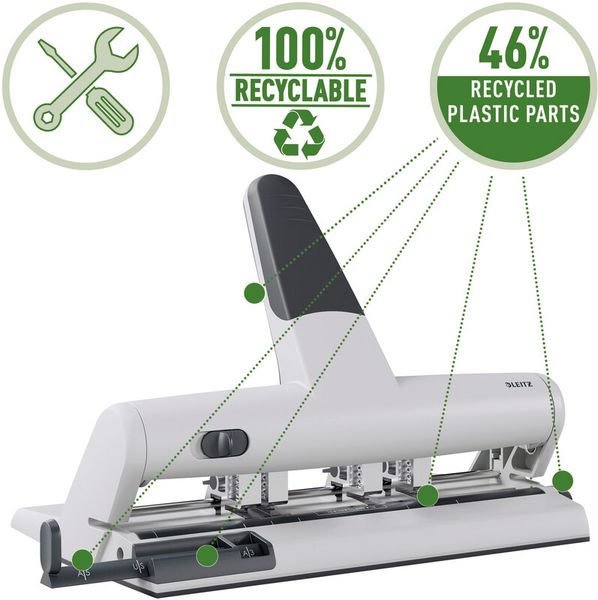 Produktbild: Leitz Mehrfachlocher 5114-00-84 max. Anzahl der Bl&auml;tter:30 Bl. (80 g/m&sup2;) Anzahl der Stanzsegmente:4 Silber 1 St.