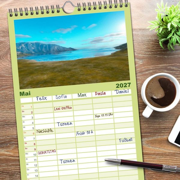 Produktbild: Familienplaner 2027 - Bezaubernde Landschaften mit 5 Spalten (Wandkalender, 21 x 45 cm) CALVENDO