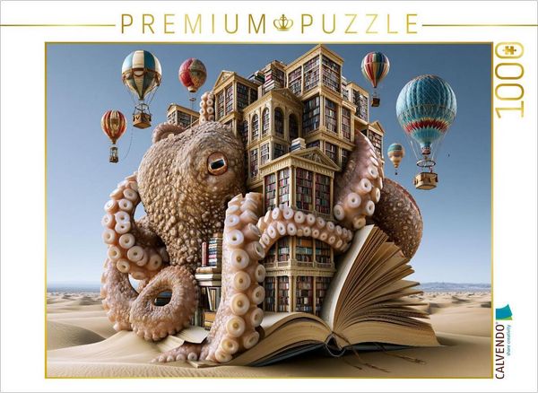 CALVENDO Puzzle Die Heißluftballon-Oktopus-Sandbibliothek | 1000 Teile Lege-Größe 64x48cm Foto-Puzzle für glückliche Stunden