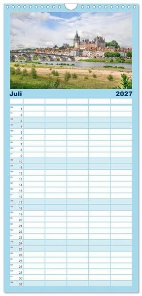 Produktbild: Familienplaner 2027 - Ch&acirc;teaux. Im Tal der Loire mit 5 Spalten (Wandkalender, 21 x 45 cm) CALVENDO