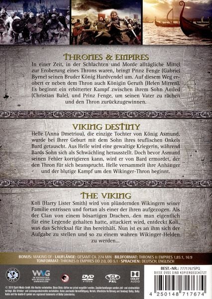 Produktbild: Wikinger Box - Drei epische Wikinger Sagas - Thrones & Empires, Viking Destiny, The Viking [3 DVDs]