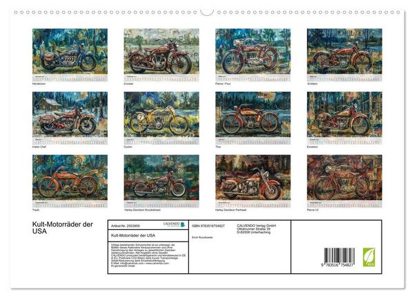Produktbild: Kult-Motorr&auml;der der USA (hochwertiger Premium Wandkalender 2027 DIN A2 quer), Kunstdruck in Hochglanz