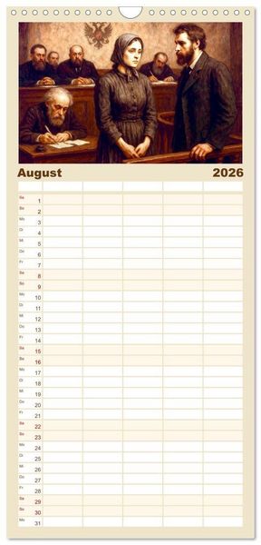 Produktbild: Familienplaner 2026 - Leo Tolstoi mit 5 Spalten (Wandkalender, 21 x 45 cm) CALVENDO