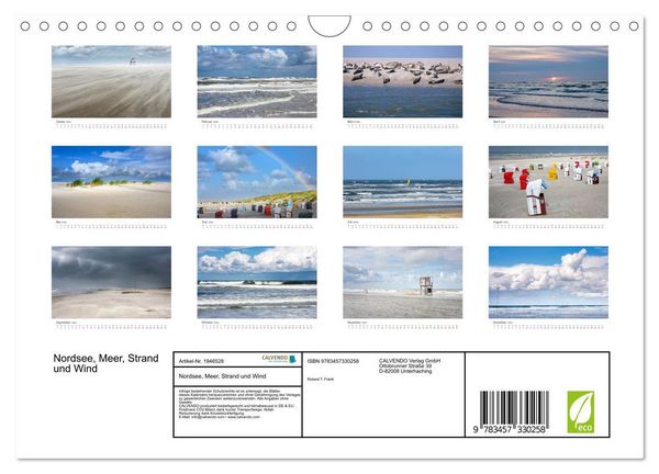 Produktbild: Nordsee, Meer, Strand und Wind (Wandkalender 2026 DIN A4 quer), CALVENDO Monatskalender