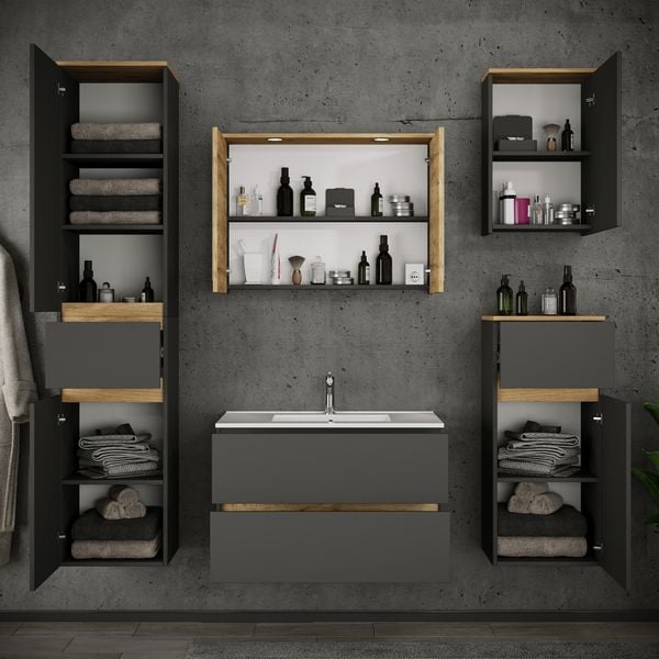 Produktbild: 6 tlg. Badm&ouml;bel-Set mit Waschbecken Cosila-I 81 cm