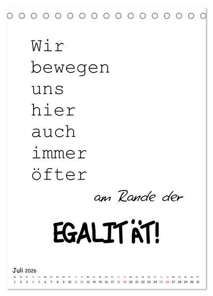 Produktbild: Typo-Kalender f&uuml;r das B&uuml;ro. Gemeine und lustige Spr&uuml;che (Tischkalender 2026 DIN A5 hoch), CALVENDO Monatskalender