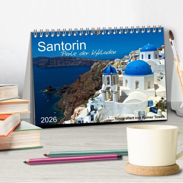 Produktbild: Santorin - Perle der Kykladen (Tischkalender 2026 DIN A5 quer), CALVENDO Monatskalender