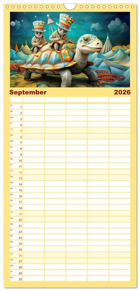 Produktbild: Familienplaner 2026 - Zirkusfantasien - Bezaubernd fremdartig mit 5 Spalten (Wandkalender, 21 x 45 cm) CALVENDO