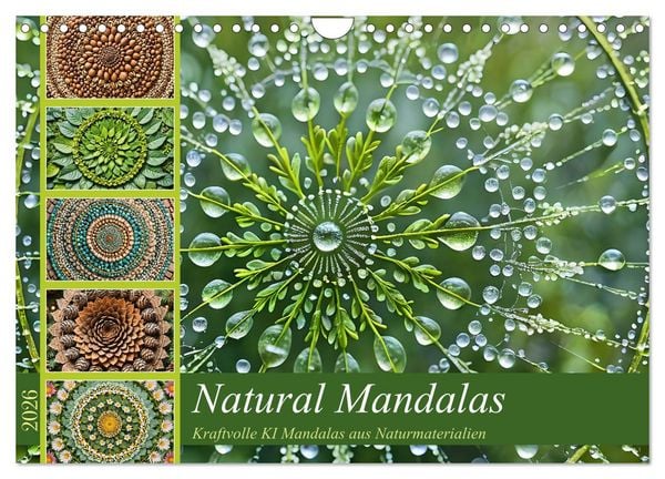 Produktbild: Natural Mandalas - Kraftvolle KI Mandalas aus Naturmaterialien (Wandkalender 2026 DIN A4 quer), CALVENDO Monatskalender