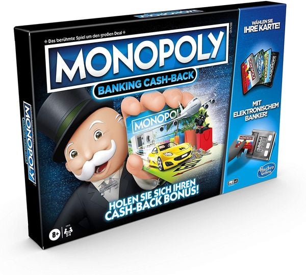 Hasbro E8978156 - Monopoly Banking Cash-Back Brettspiel, elektronischer Kartenleser, Familienspiel