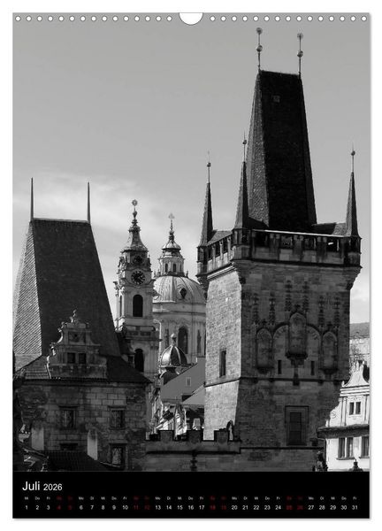 Produktbild: Prag - Die goldene Stadt in monochrom (Wandkalender 2026 DIN A3 hoch), CALVENDO Monatskalender