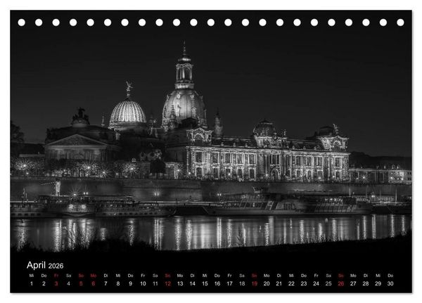 Produktbild: Dresden - Elbflorenz bei Nacht (Tischkalender 2026 DIN A5 quer), CALVENDO Monatskalender