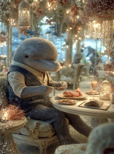 Produktbild: CALVENDO Puzzle Eleganter Delfin beim Dinner unter Wasser | 2000 Teile Lege-Gr&ouml;&szlig;e 90x67cm Foto-Puzzle f&uuml;r gl&uuml;ckliche Stunden