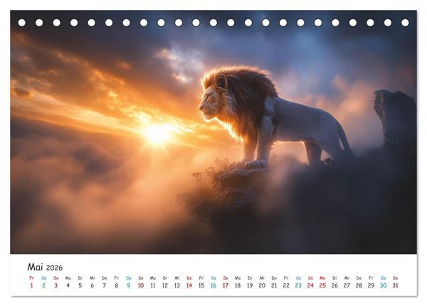 Produktbild: Die St&auml;rke der L&ouml;wenw&auml;chter (Tischkalender 2026 DIN A5 quer), CALVENDO Monatskalender
