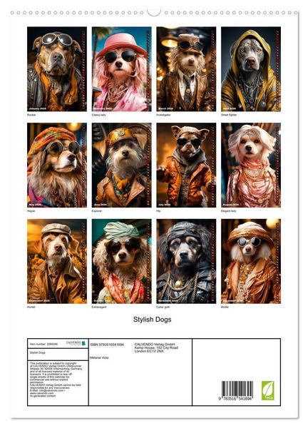 Produktbild: Stylish Dogs (High Quality Premium Wall Calendar 2026 DIN A2 portrait),CALVENDO 12 Month Wall Calendar