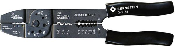 Bernstein Tools for Electronics 3-0856 Crimpzange Isolierte Kabelschuhe, Unisolierte Kabelschuhe 1.5 bis 6 mm²