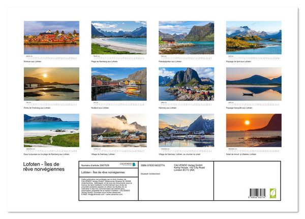 Produktbild: Lofoten - &Icirc;les de r&ecirc;ve norv&eacute;giennes (Calendrier mural 2026 DIN A2 vertical), CALVENDO calendrier mensuel