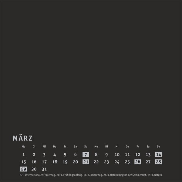 Produktbild: Premium-Bastelkalender schwarz klein 2027
