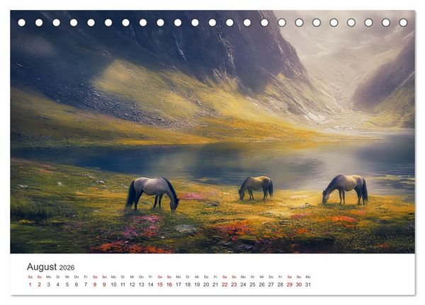 Produktbild: Im Wind der Freiheit - Ein Jahr voller Pferde (Tischkalender 2026 DIN A5 quer), CALVENDO Monatskalender