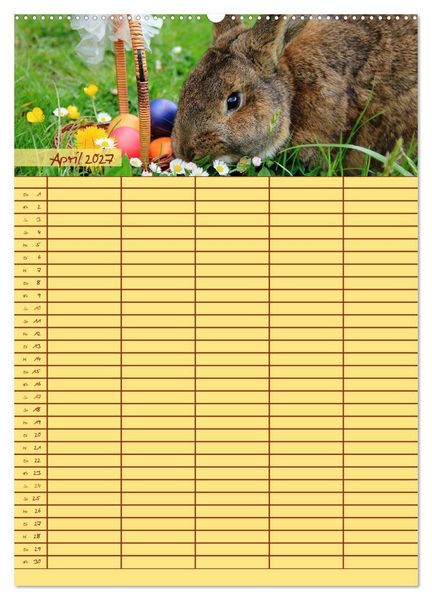 Produktbild: Tierischer Familienplaner (Wandkalender 2027 DIN A2 hoch), CALVENDO Monatskalender