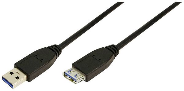 LogiLink USB-Kabel USB 3.2 Gen1 USB-A Stecker, USB-A Buchse 2.00m Schwarz CU0042