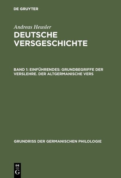 Produktbild: Einf&uuml;hrendes: Grundbegriffe der Verslehre. Der altgermanische Vers