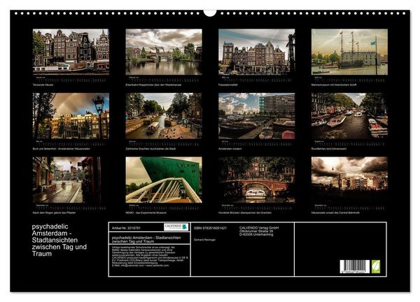 Produktbild: psychadelic Amsterdam - Stadtansichten zwischen Tag und Traum (Wandkalender 2026 DIN A2 quer), CALVENDO Monatskalender
