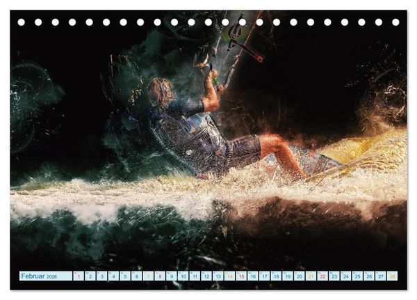 Produktbild: Kitesurfen extrem cool (Tischkalender 2026 DIN A5 quer), CALVENDO Monatskalender