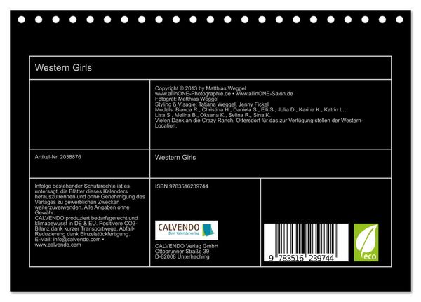 Produktbild: Western Girls (Tischkalender 2026 DIN A5 quer), CALVENDO Monatskalender