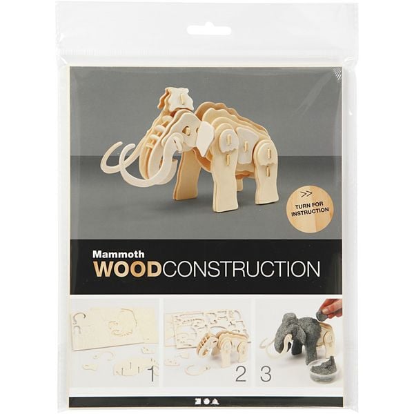 Produktbild: Creativ Company 3D-Figuren zum Zusammensetzen, Mammut, Gr&ouml;&szlig;e 19x8,5x11 cm, 1 Stk